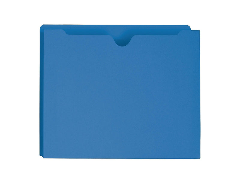 Smead Paper Stock File Jackets, Reinforced Straight Cut Tab, 2" Expansion, Letter Size, Blue, 50/Box (75562)
