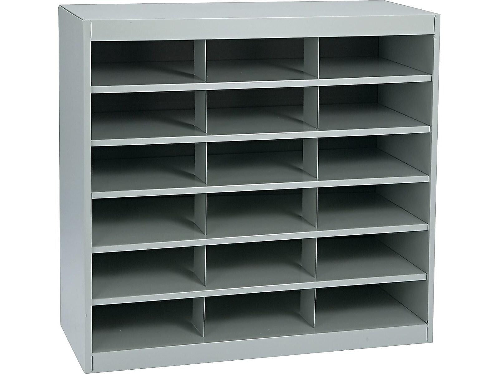 Safco E-Z Stor® 18-Compartment Project Sorters, 37.5" x 36.5", Gray (9264GR)
