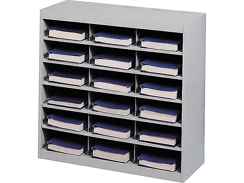Safco E-Z Stor® 18-Compartment Project Sorters, 37.5" x 36.5", Gray (9264GR)