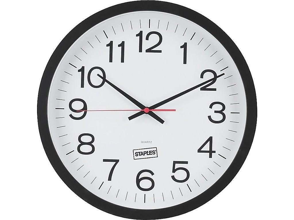 Staples Wall Clock, Plastic, 14" Diameter (18380)