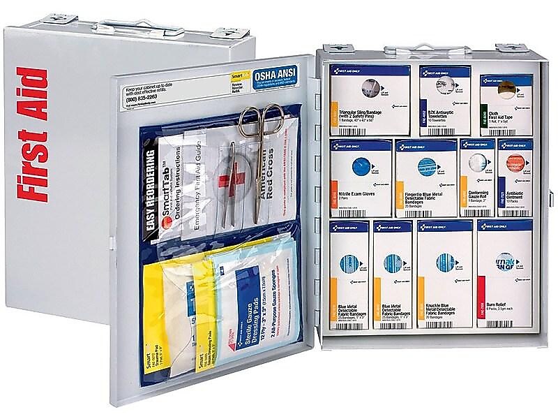 SmartCompliance Food Service Metal First Aid Cabinet without Medication, 25 People, 137 Pieces (1350-FAE-0103)