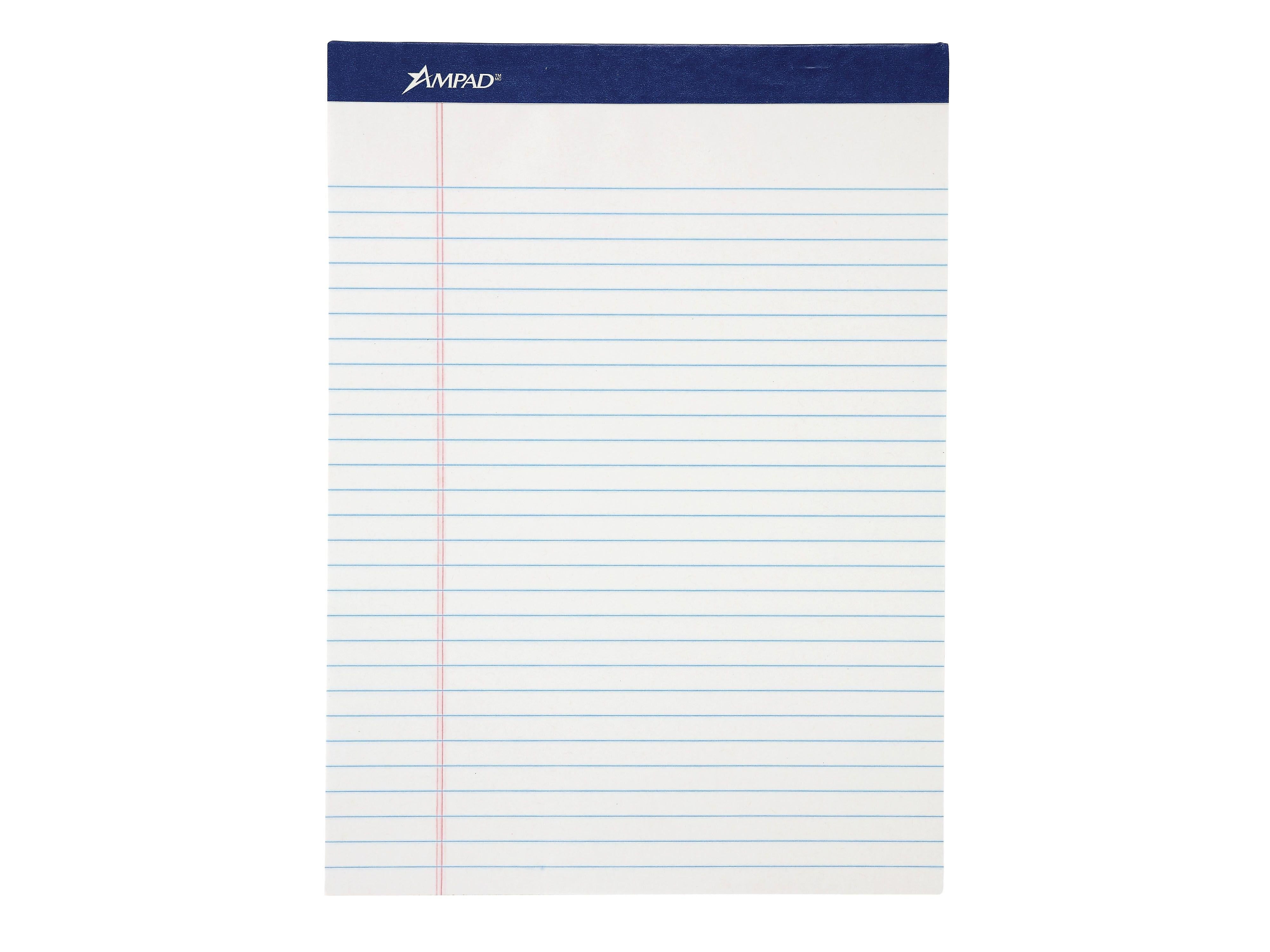 Ampad Evidence Notepad, 8.5" x 11.75", Wide Ruled, White, 50 Sheets/Pad, 12 Pads (20-170)