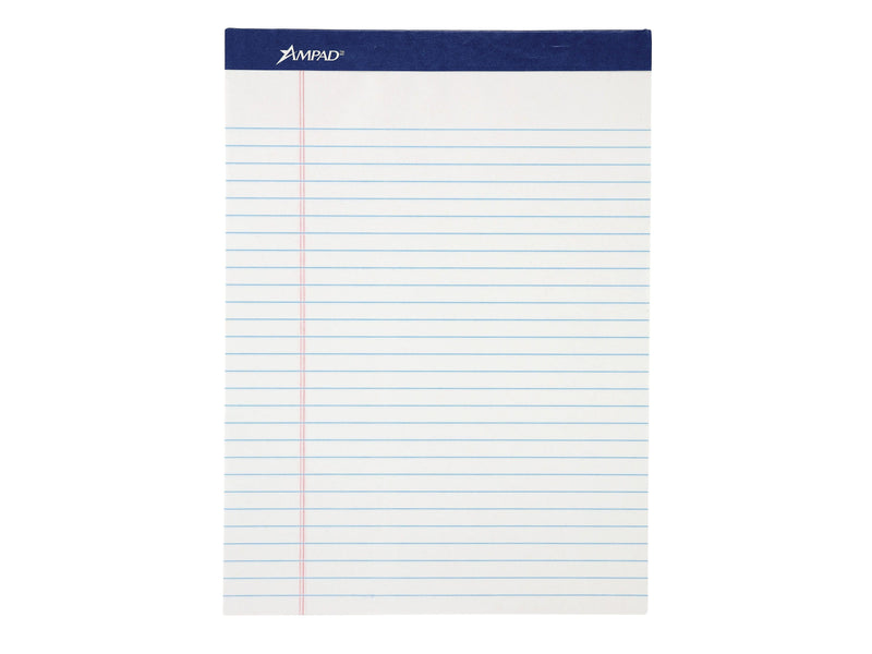 Ampad Evidence Notepad, 8.5" x 11.75", Wide Ruled, White, 50 Sheets/Pad, 12 Pads (20-170)