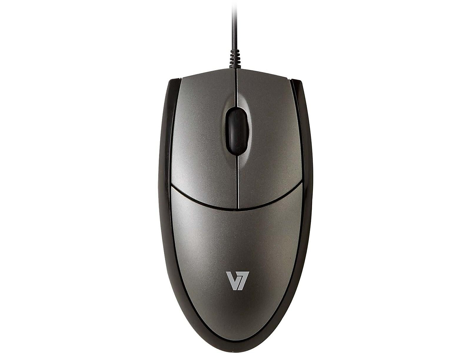 V7 Ambidextrous Optical USB Mouse, Black/Silver (MV3000010-5NC)