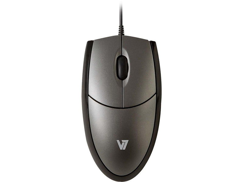 V7 Ambidextrous Optical USB Mouse, Black/Silver (MV3000010-5NC)