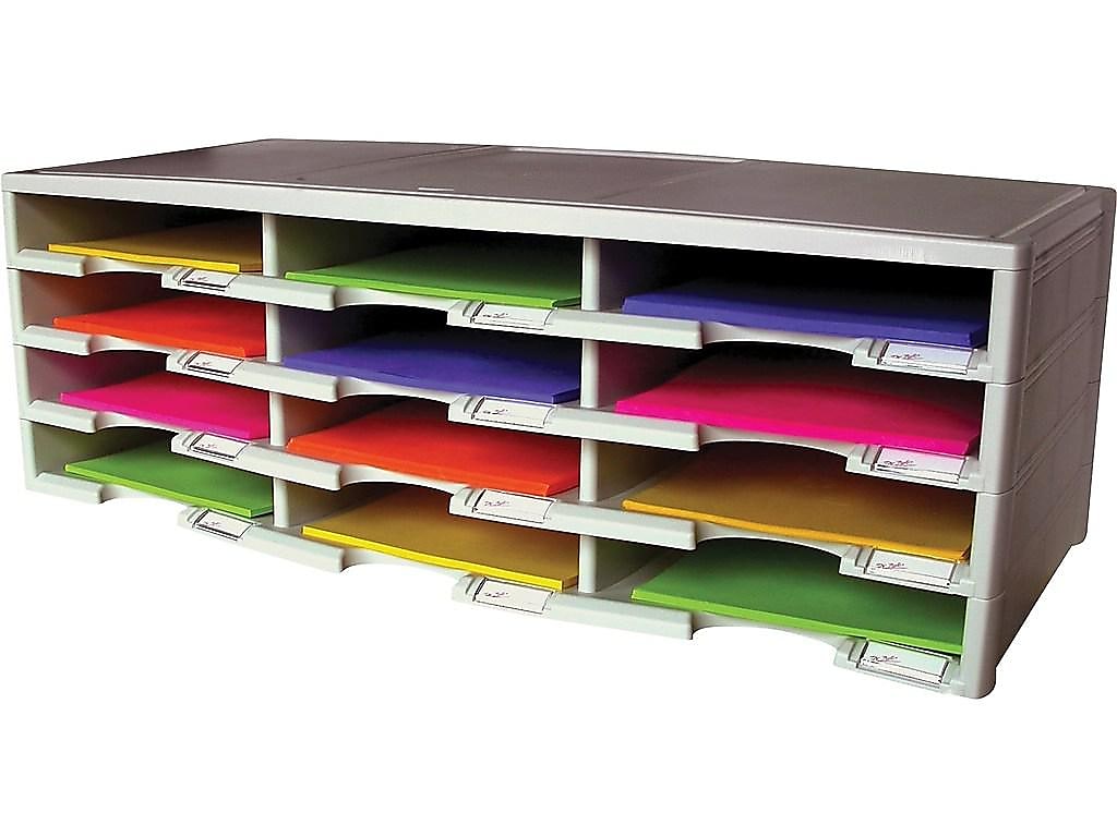 Storex 12-Compartment Literature Organizers, 32" x 10.5", Gray (61601U01C)