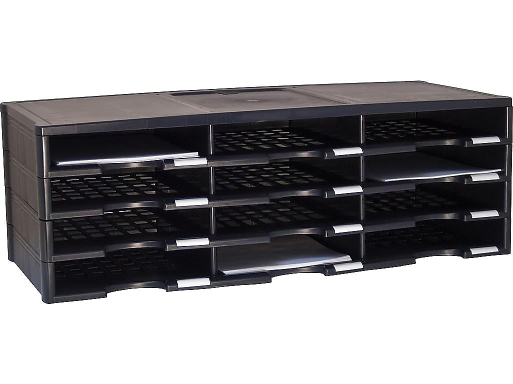 Storex 12-Compartment Literature Organizer, 31.4" x 10.5", Black (61602U01C)