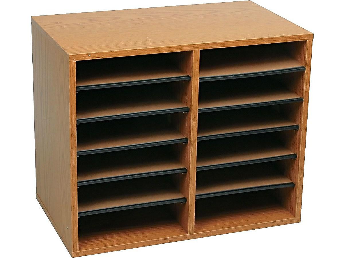 Safco 10-Compartment Literature Organizers, 19.5" x 16", Medium Oak (9420MO)