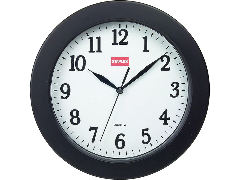 Staples Wall Clock, Plastic, 10" Diameter (32436)