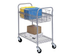 Safco 2-Shelf Metal Mobile Mail Cart with Swivel Wheels, Gray (5235GR)