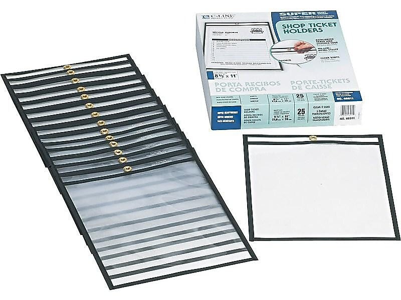 C-Line Stitched Job Ticket Holder, 8.5" x 11", Clear/Black, 25/Box (46911)