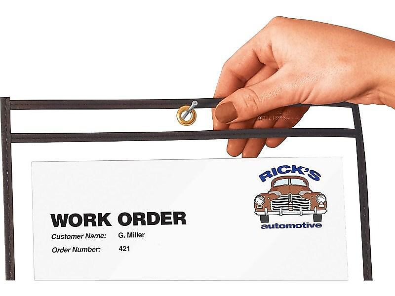C-Line Stitched Job Ticket Holder, 8.5" x 11", Clear/Black, 25/Box (46911)