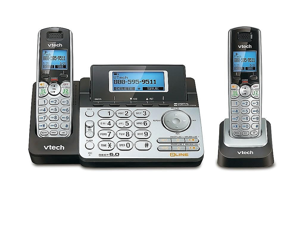 VTech DS6151-2 2-Handset Cordless Telephone, Silver/Black (80-0883-00)