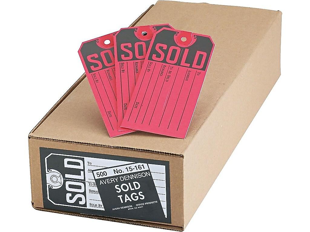 Avery 4.75" Sold Tags, Black/Red, 500 (15161)