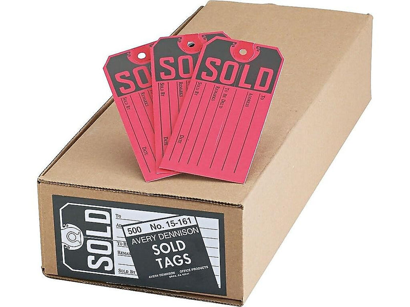 Avery 4.75" Sold Tags, Black/Red, 500 (15161)