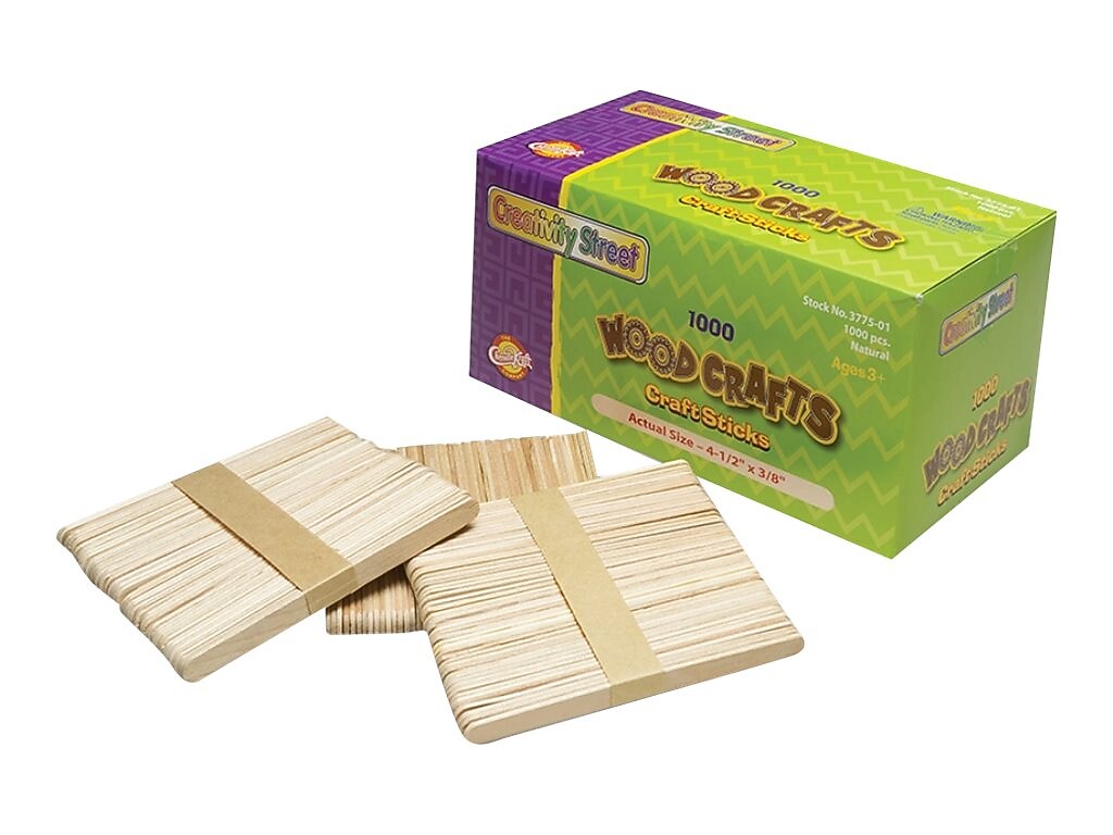 Creativity Street Craft Popsicle Sticks, Beige, 1000/Box (3775-01)