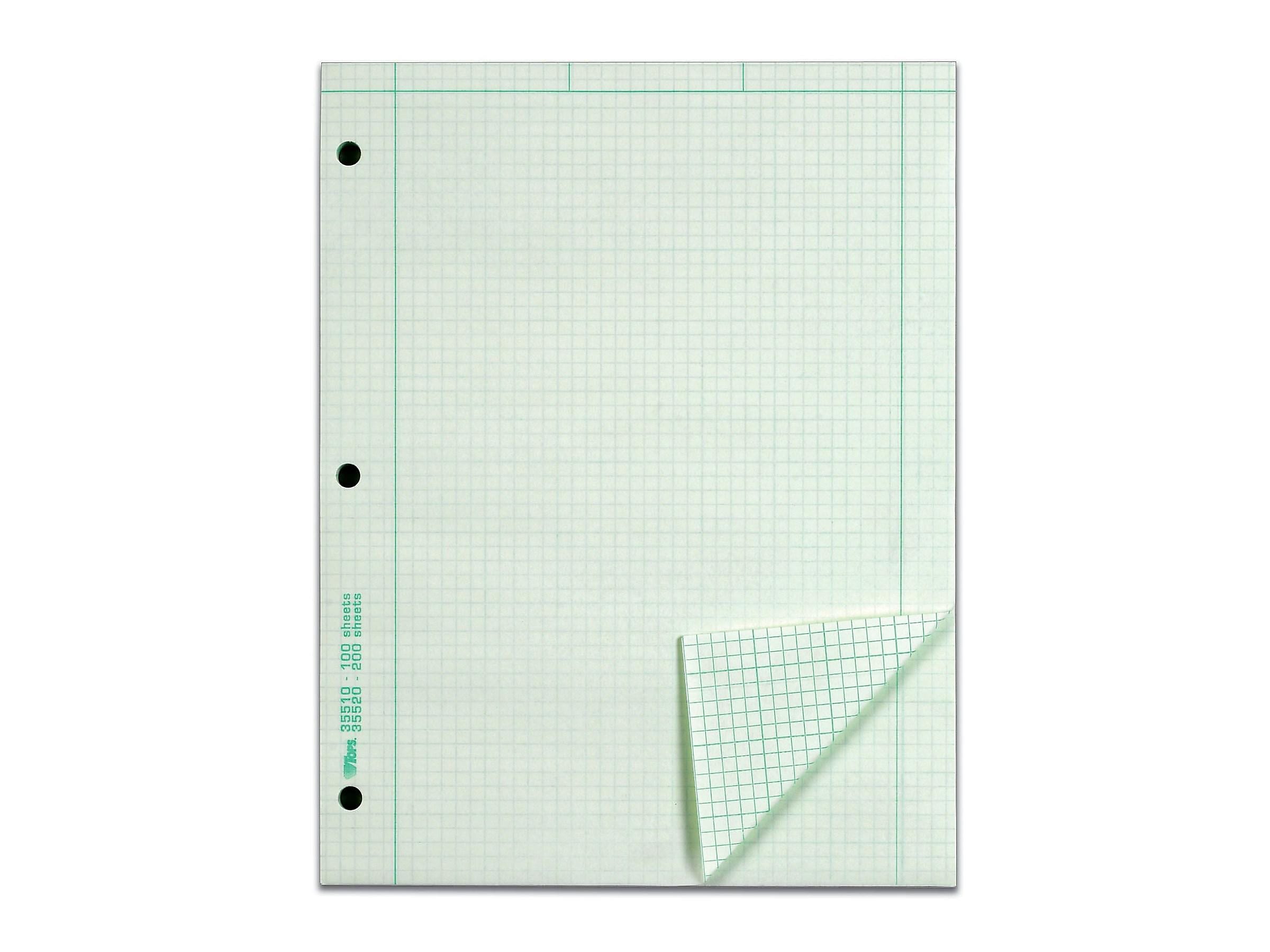 TOPS Engineering Computation Notepad, 8.5" x 11", Graph Ruled, Green tint, 100 Sheets/Pad (TOP 35510)