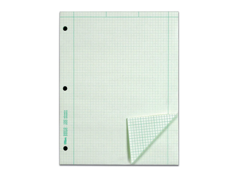 TOPS Engineering Computation Notepad, 8.5" x 11", Graph Ruled, Green tint, 100 Sheets/Pad (TOP 35510)
