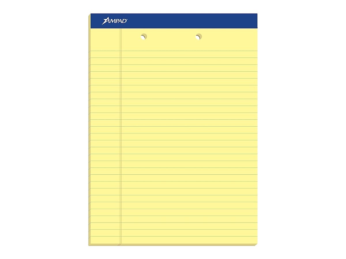 Ampad Notepads, 8.5" x 11.75", Wide Ruled, Canary, 50 Sheets/Pad, 12 Pads/Pack (TOP 20-224)