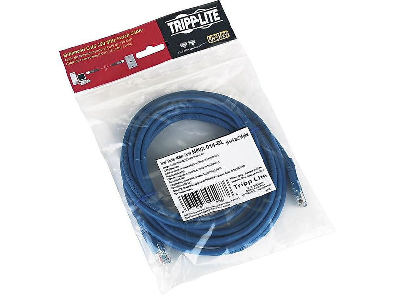 Tripp Lite 14' CAT-5e Ethernet Network Cable, 26 AWG, Blue (N002-014-BL)