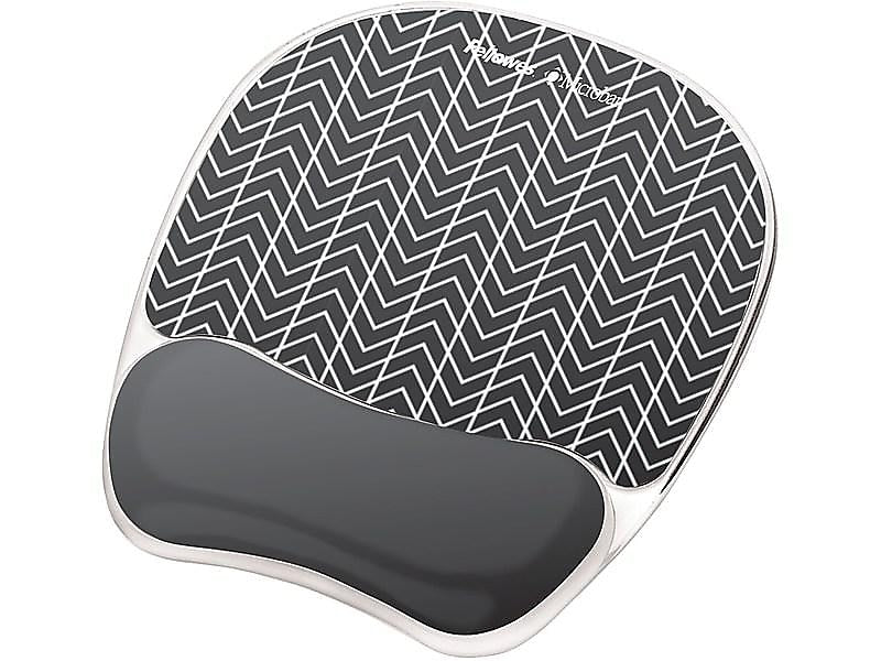Fellowes Photo Gel Mouse Pad/Wrist Rest Combo, Black Chevron (9549901)