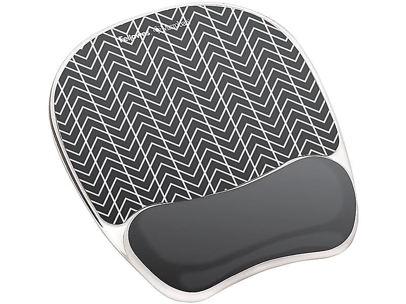 Fellowes Photo Gel Mouse Pad/Wrist Rest Combo, Black Chevron (9549901)