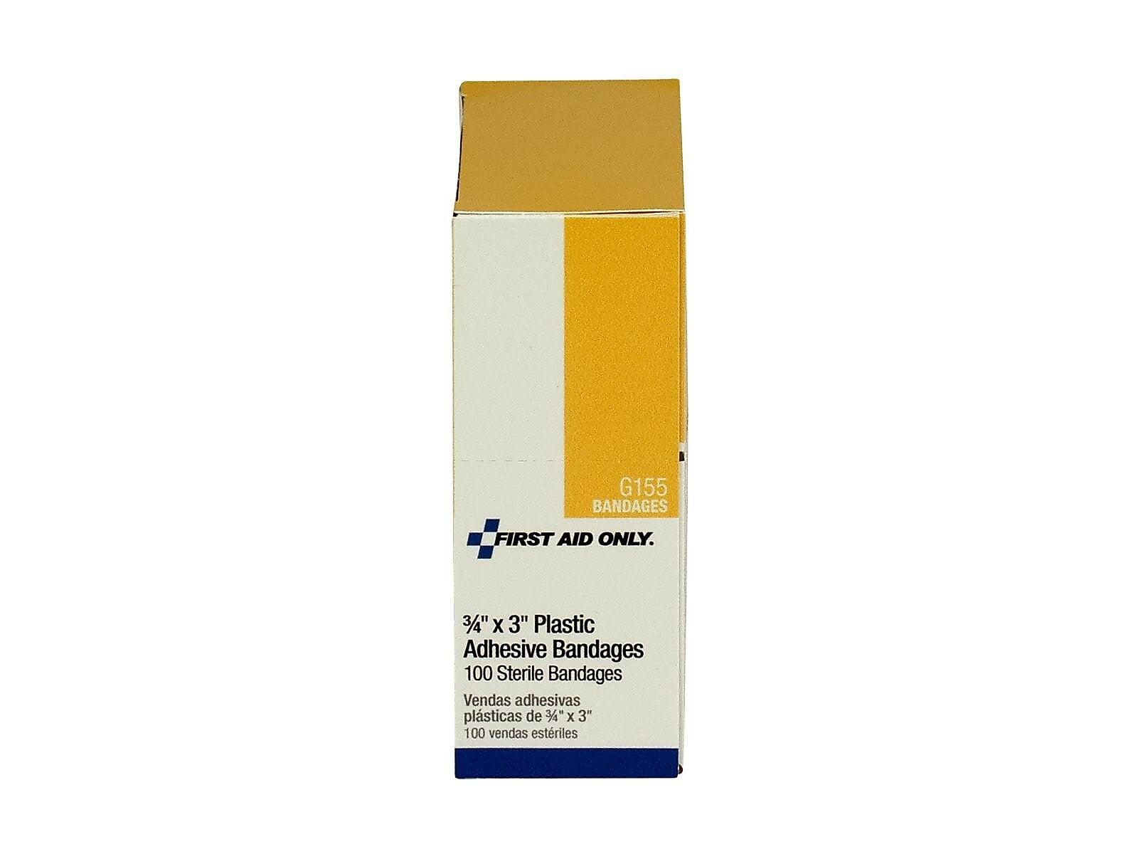 First Aid Only 0.75" x 3" Plastic Adhesive Bandages, 100/Box (G-155/40600)
