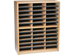 Safco 36-Compartment Literature Organizers, 32.25" x 38", Medium Oak (7121MO)