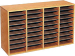 Safco 36-Compartment Literature Organizers, 39.25" x 24", Medium Oak (9424MO)