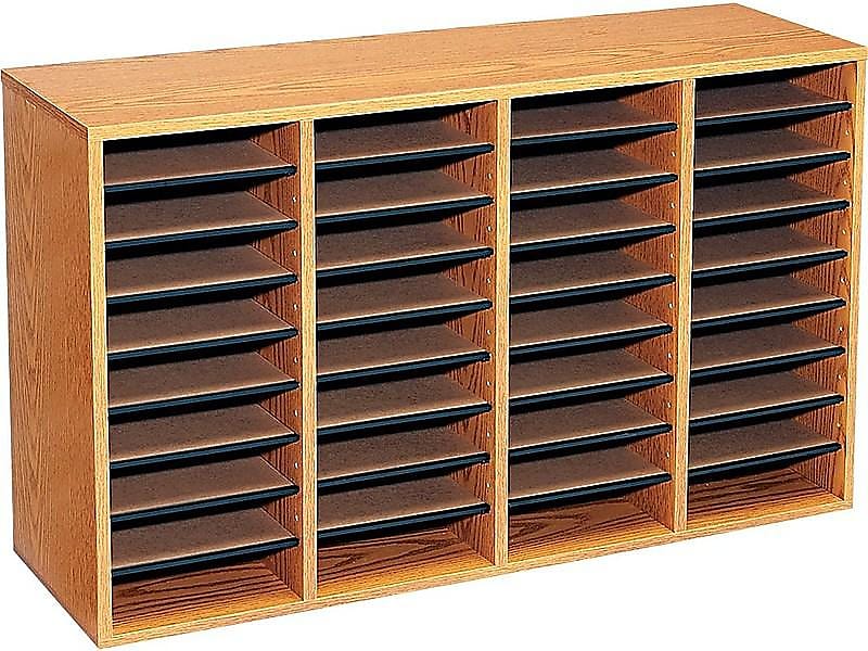Safco 36-Compartment Literature Organizers, 39.25" x 24", Medium Oak (9424MO)
