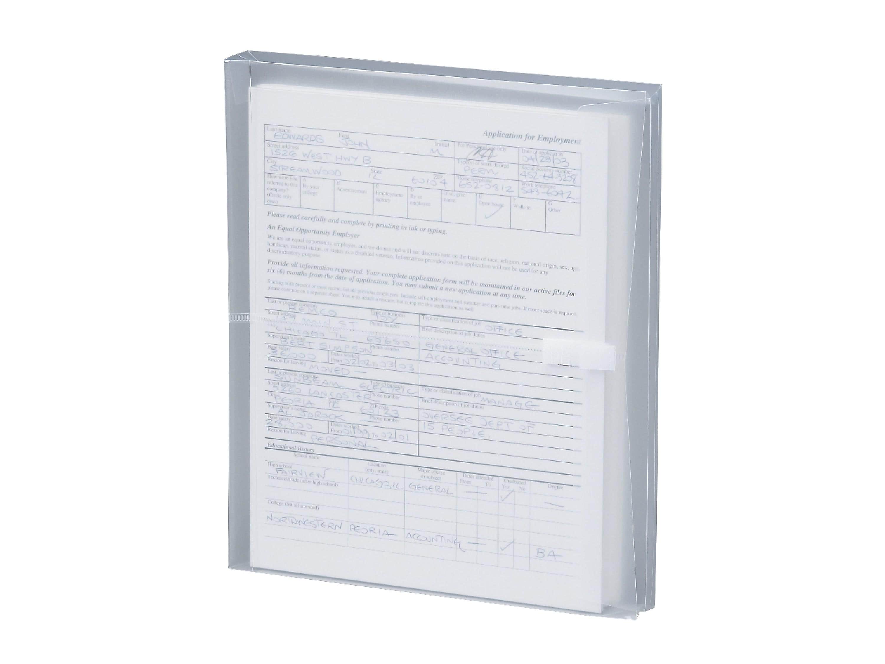 Smead Poly Wallets, 1.25" Expansion, Letter Size, Clear, 5/Pack (89661)
