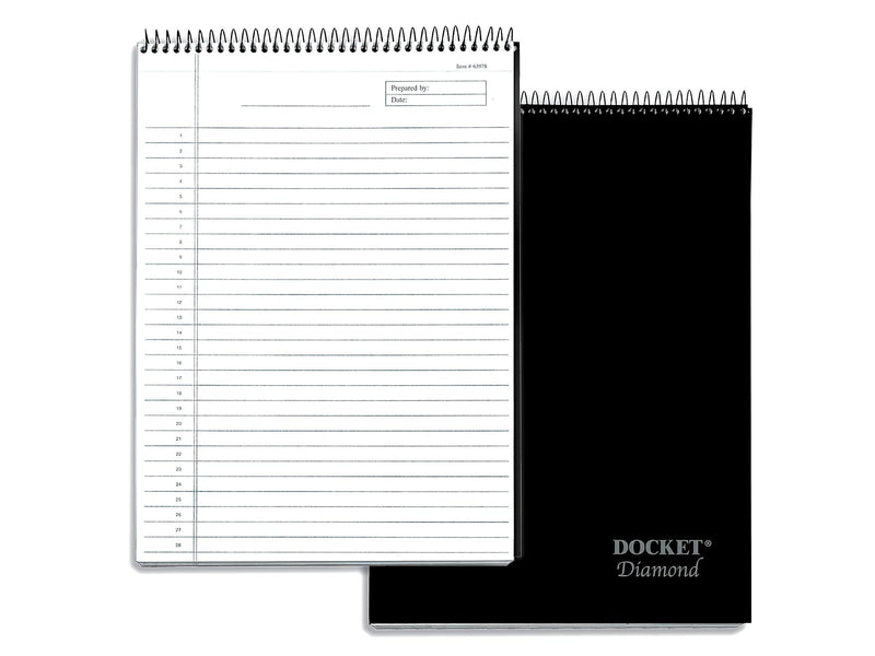 TOPS Docket Diamond Notepad, 8.5" x 11.75", Wide Ruled, Black, 60 Sheets/Pad (TOP 63978)