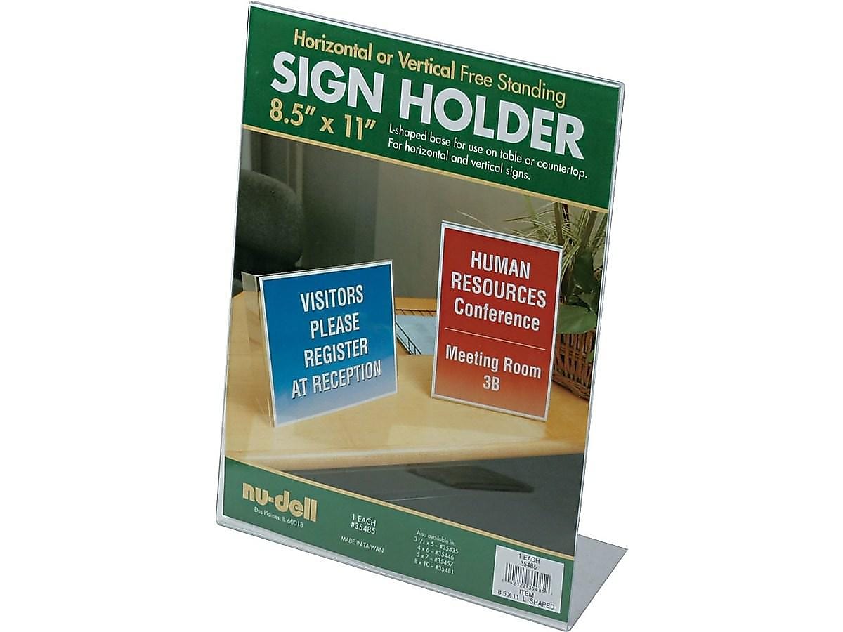 NuDell Sign Holder, 8.5" x 11", Clear Plastic (35485)