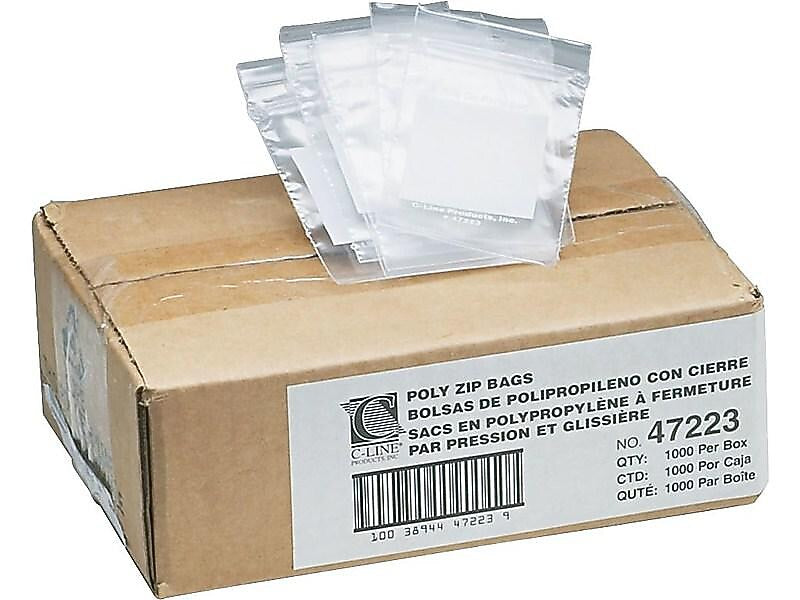 2" x 3" Reclosable Poly Bags, Clear, 1000/Carton (47223)