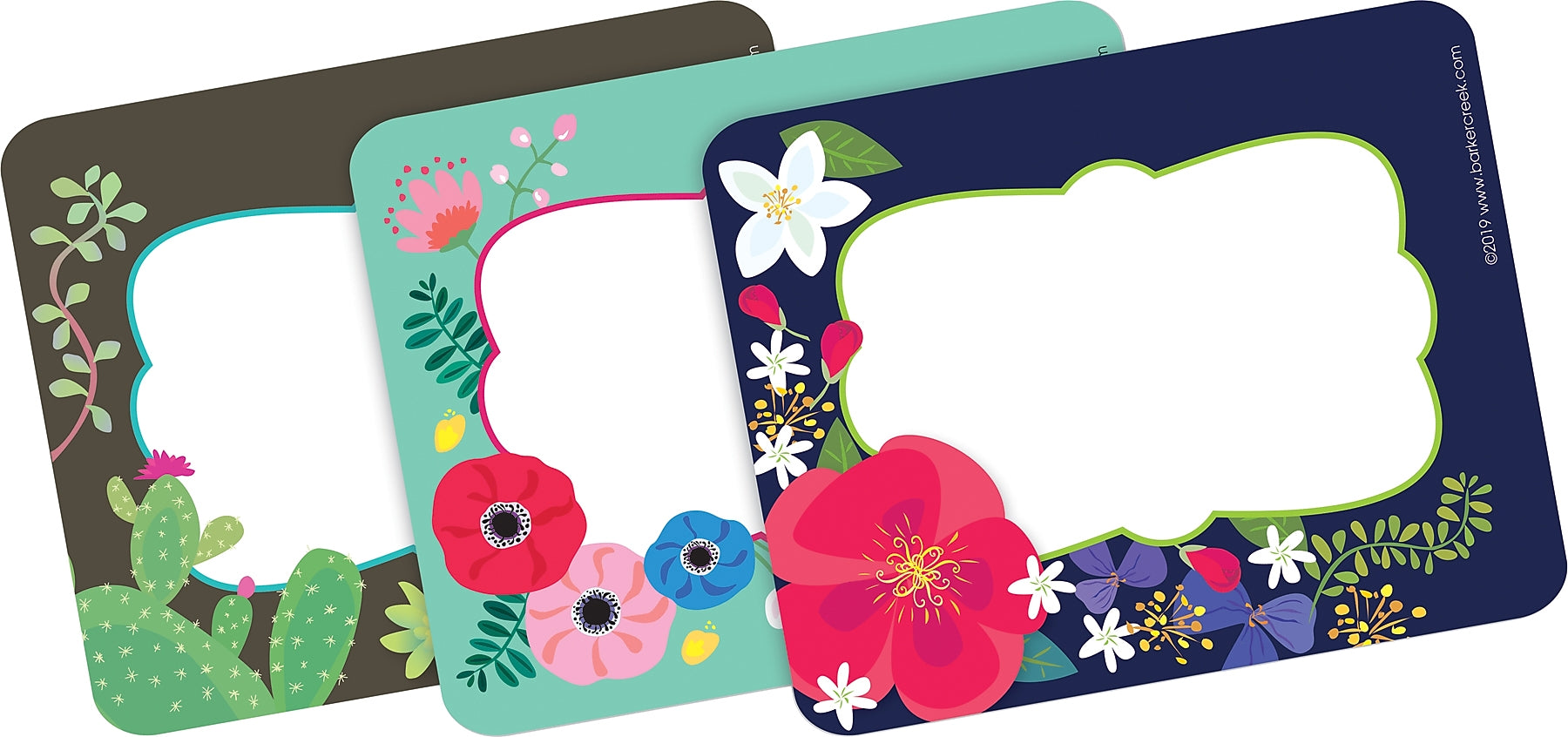 Barker Creek Self-adhesive Petals & Prickles School Name Tags, 45/Pack (BC1545)