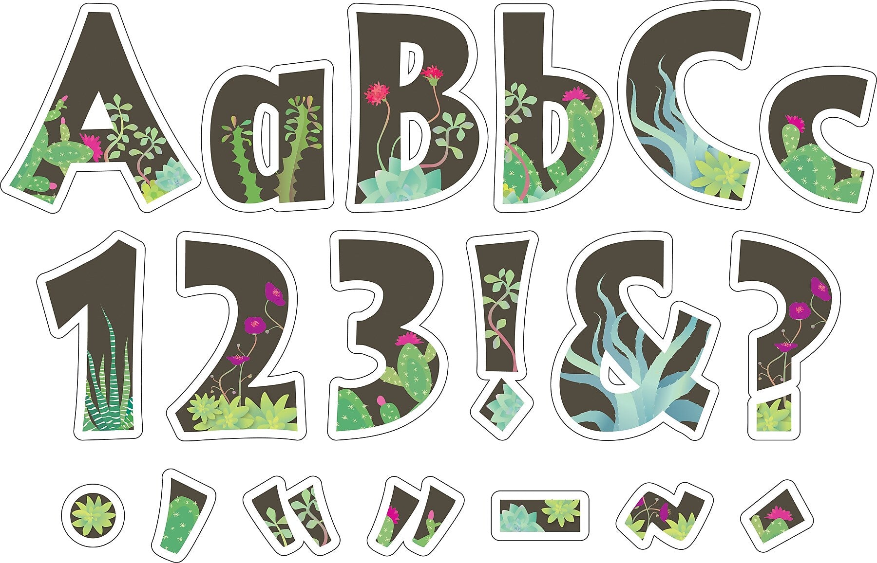 Barker Creek Petals & Prickles  4" Letters and Numbers, Multicolored, 255/Pack (BC1734)