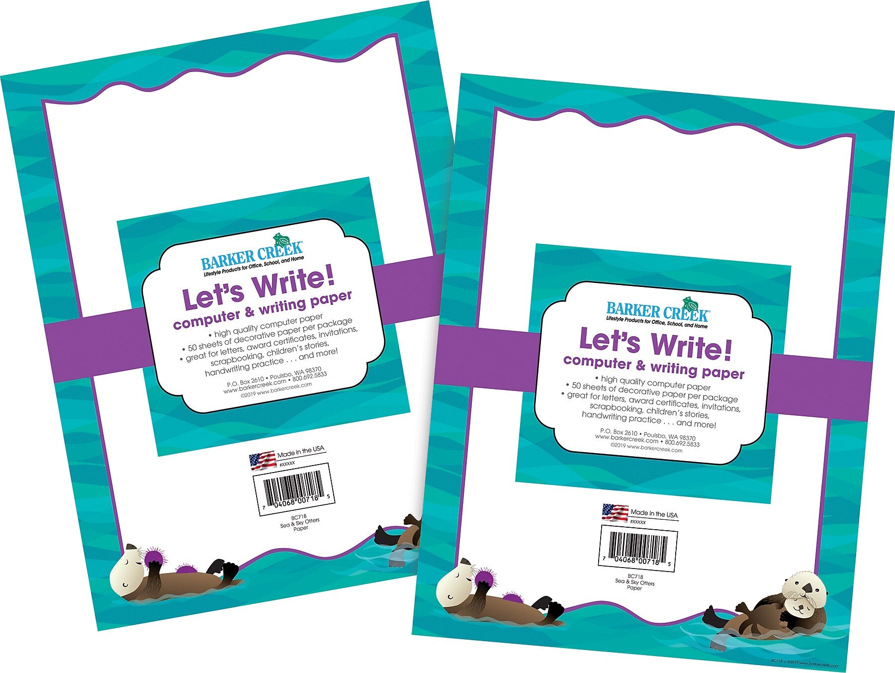 Barker Creek Sea & Sky Computer Paper, 8.5" x 11", 60 lbs., Multicolored, 100 Sheets/Pack (BC3884)