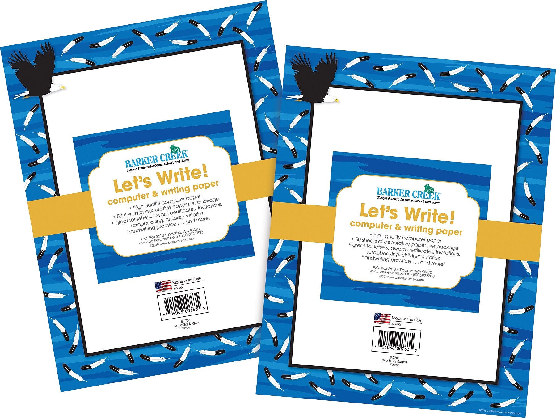 Barker Creek Sea & Sky Computer Paper, 8.5" x 11", 60 lbs., Multicolored, 100 Sheets/Pack (BC3885)