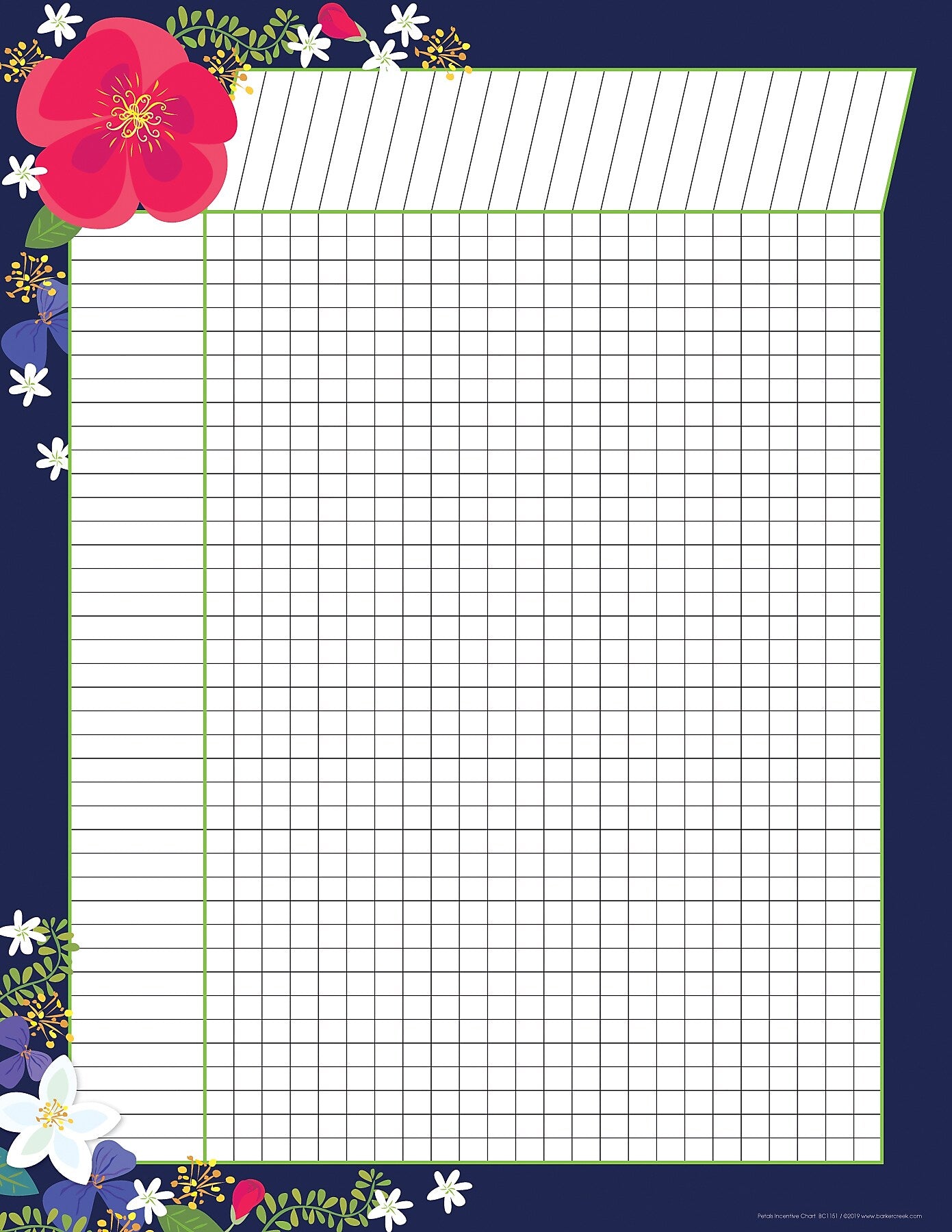Barker Creek Petals & Prickles Incentive Chart Set, 17" x 22", Multicolored, 4/Set (LL578)