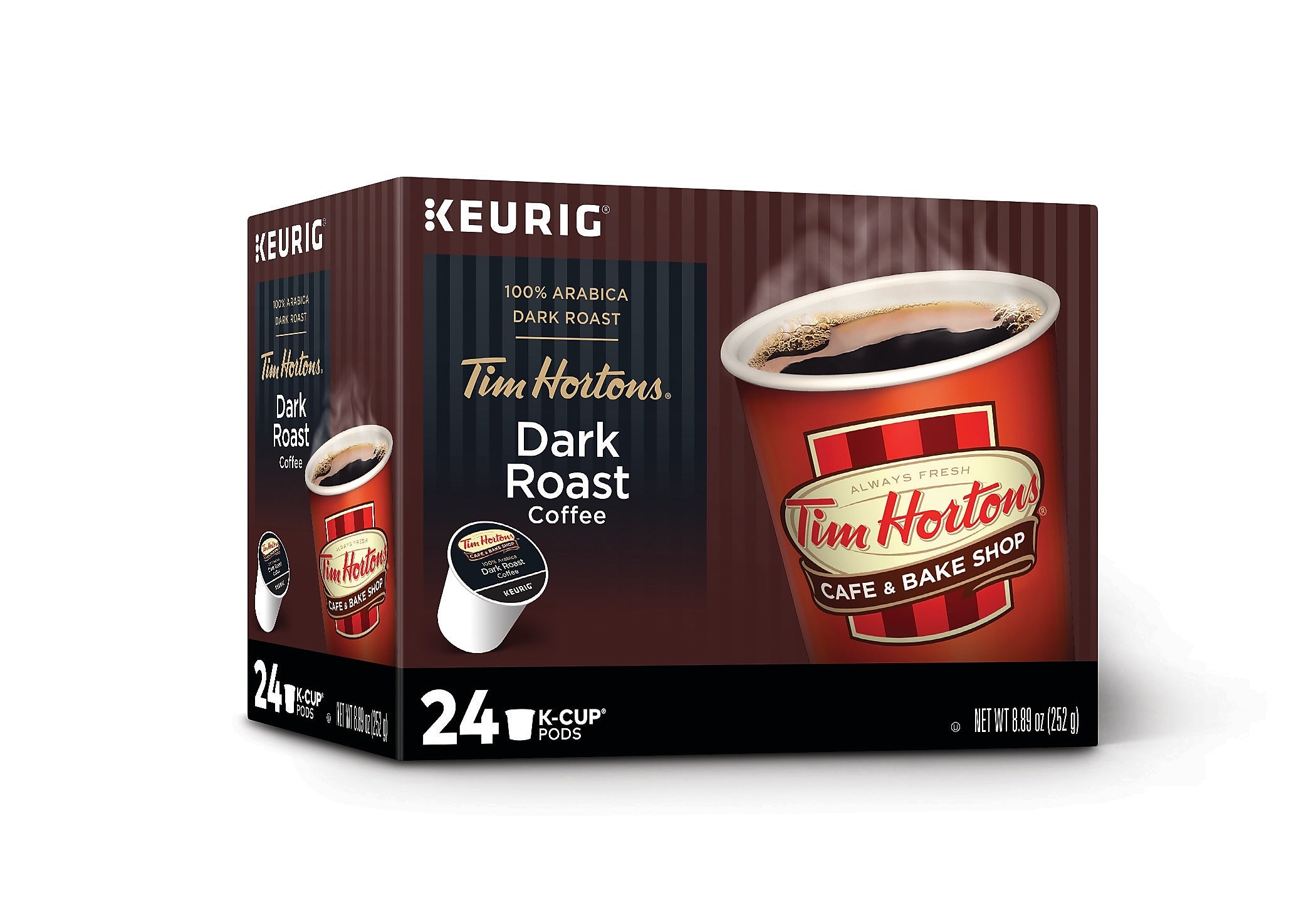 Tim Hortons Dark Roast Arabica Coffee, Keurig K-Cup Pods, 24/Box (063209112790)