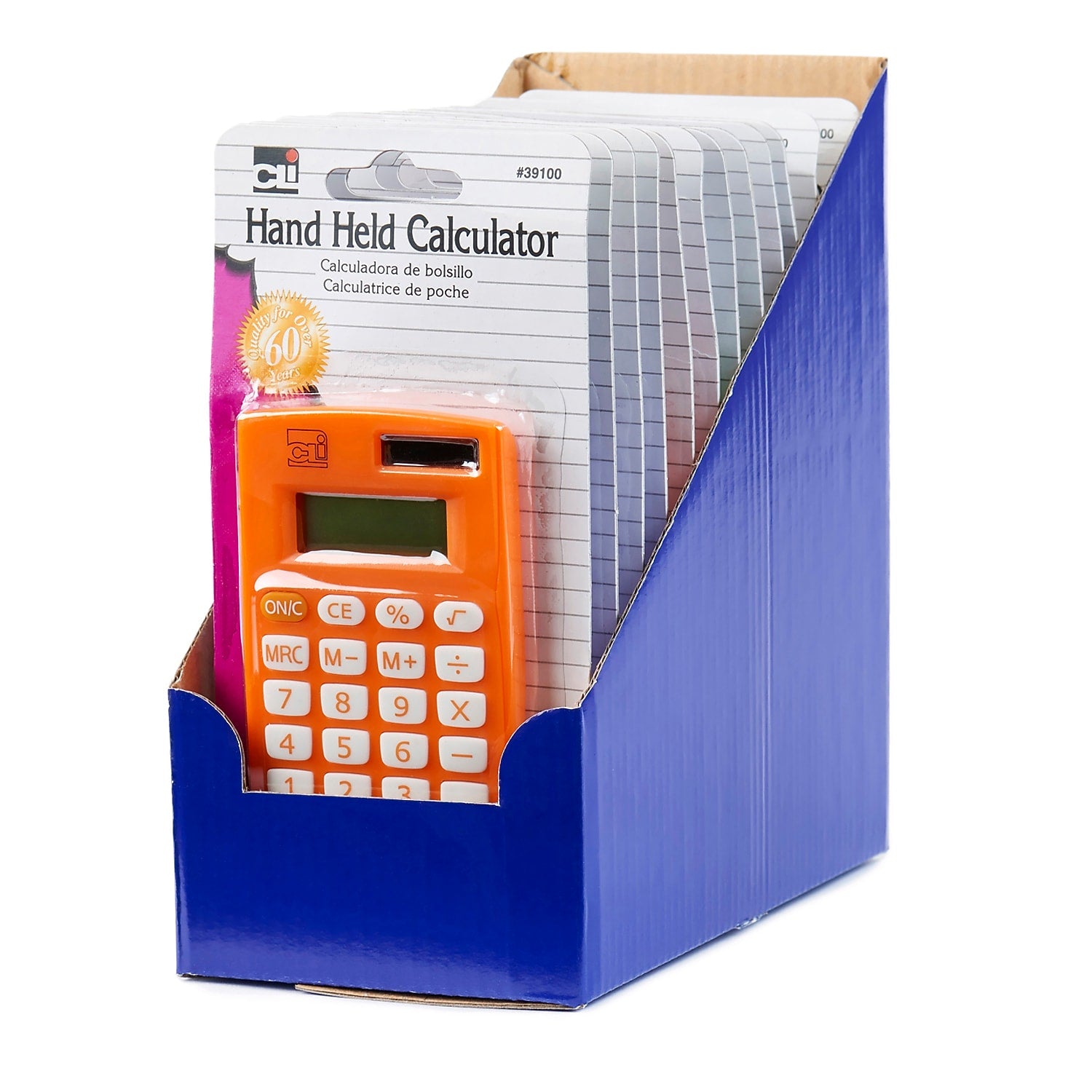 Charles Leonard Hand Held Calculator, Assorted Colors, Pack of 12 (CHL39100ST)