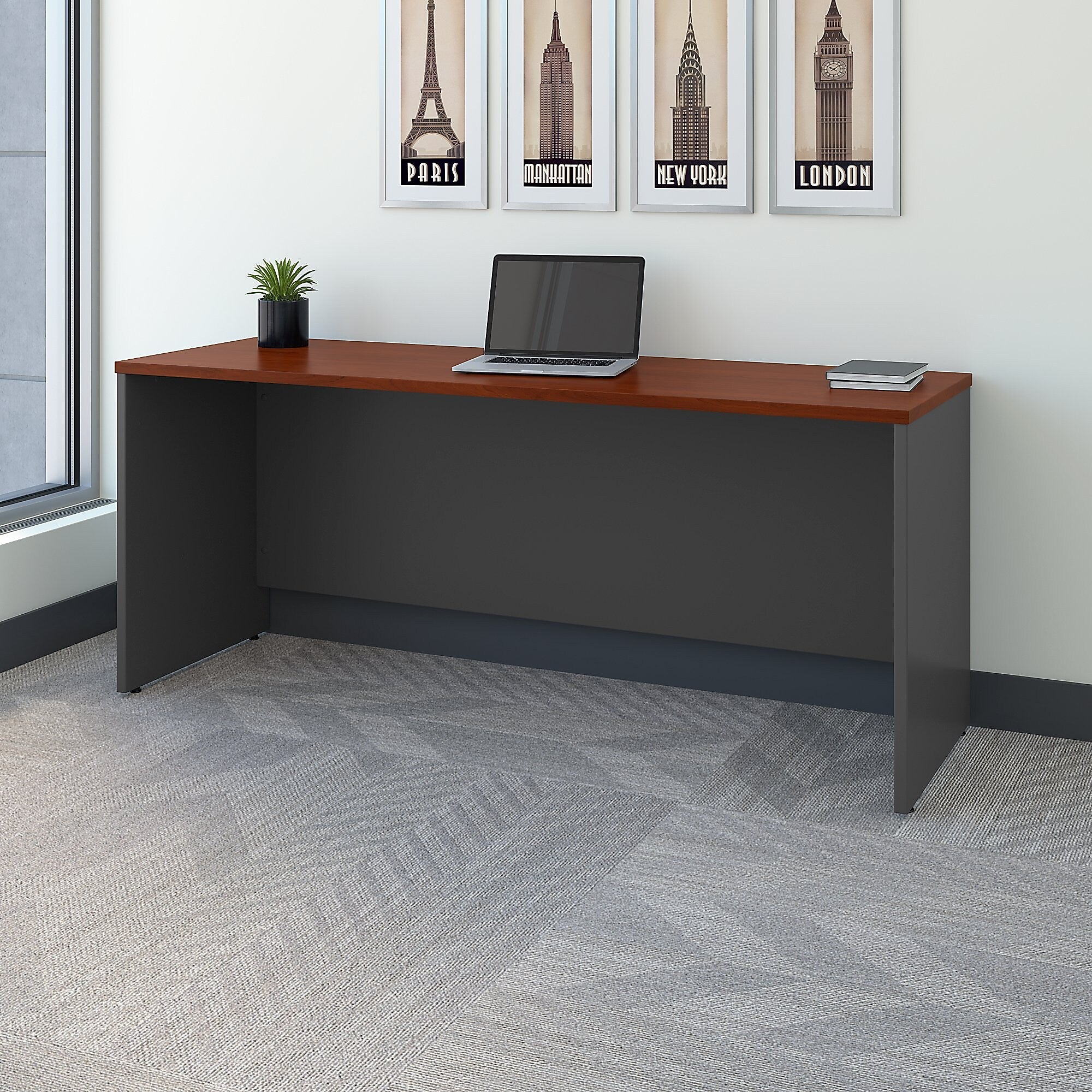 Bush Business Furniture Westfield 72"W Credenza Desk, Hansen Cherry (WC24426)