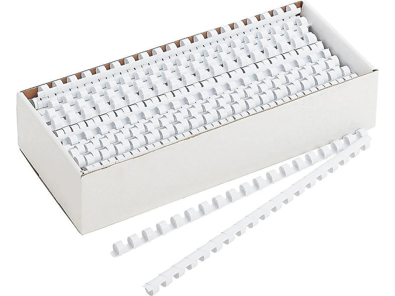 Fellowes 3/8" Plastic Binding Spine Comb, 55 Sheet Capacity, White, 100/Pack (52371)