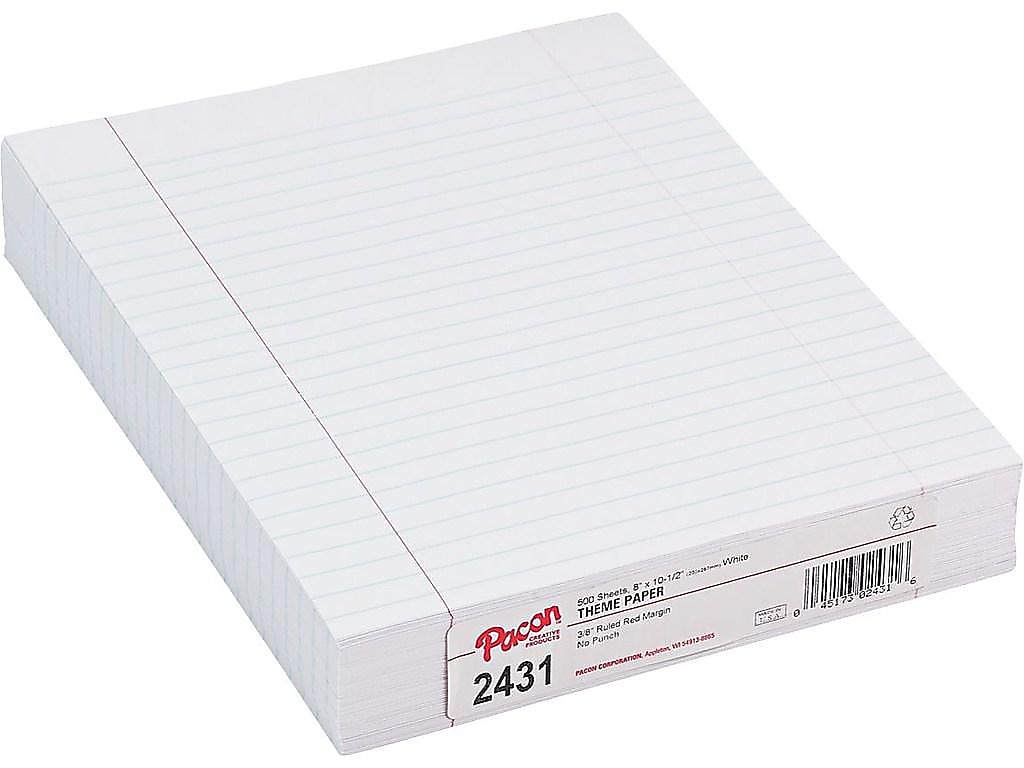 Pacon Wide Ruled Filler Paper, 8" x 10.5", 500 Sheets/Pack (P2431)