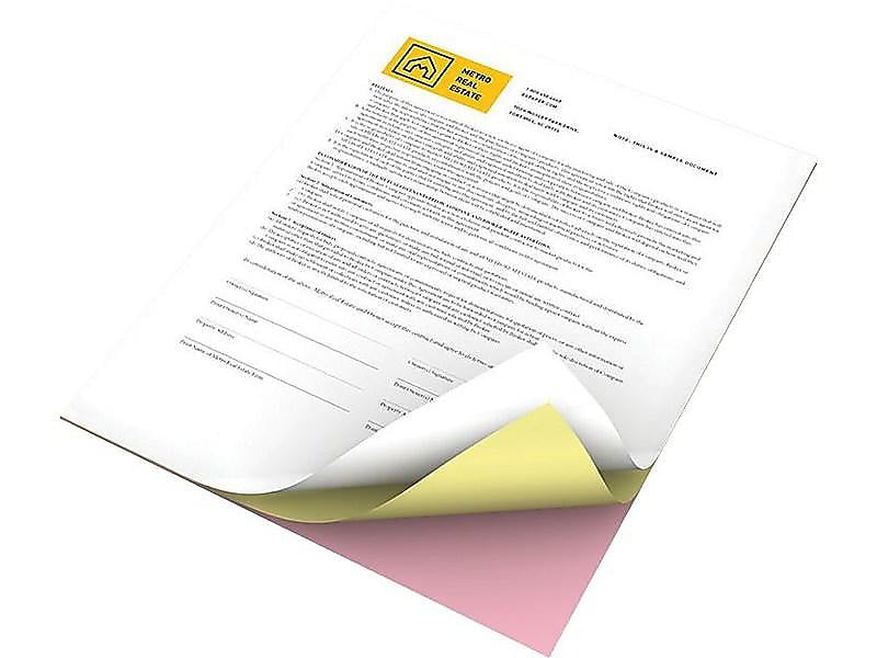 Xerox Revolution 8.5" x 11" Carbonless, Pink/Canary/White, 1670/Ream (3R12424)