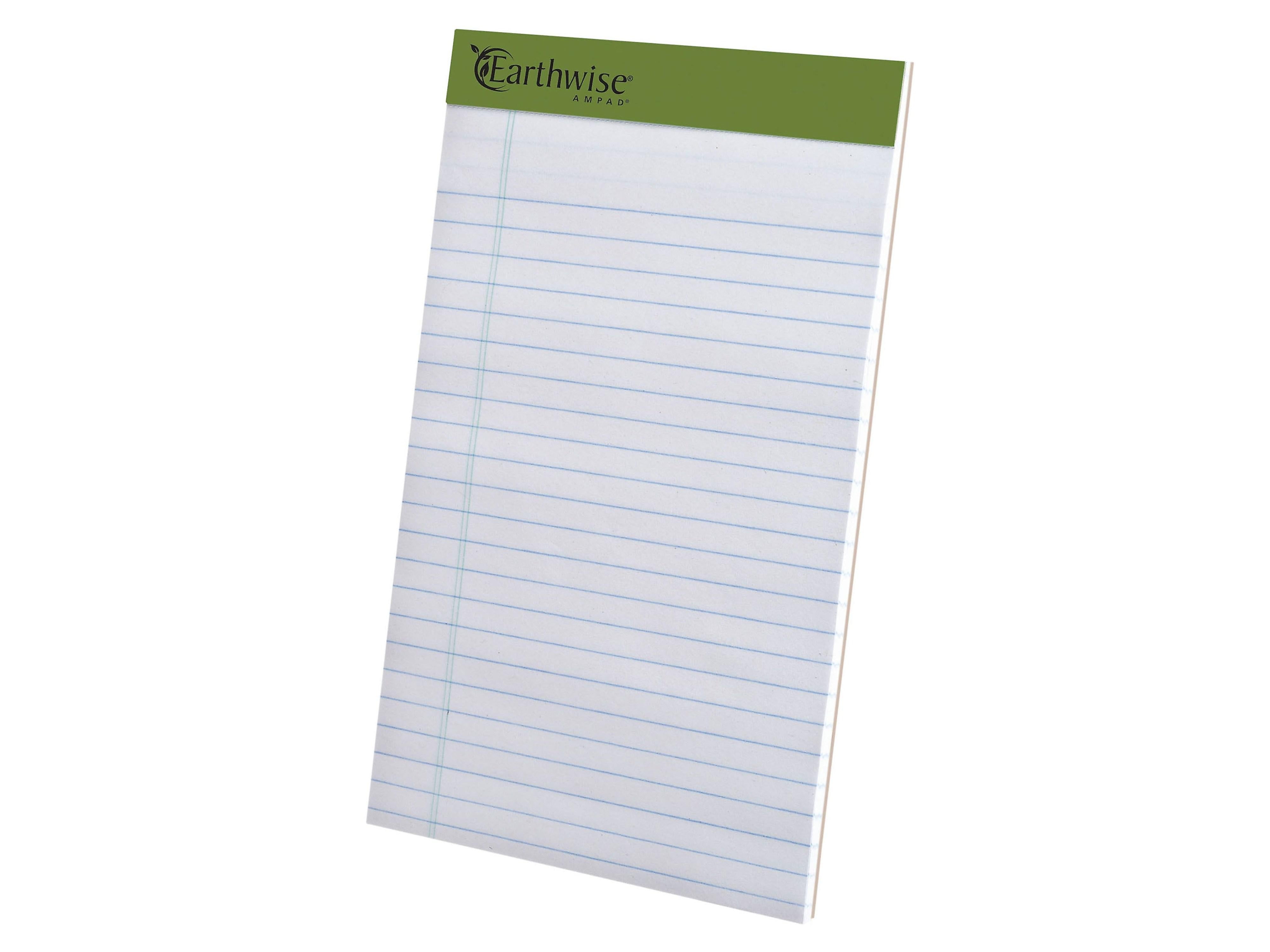 Earthwise by Ampad Notepads, 5" x 8", College Ruled, White, 40 Sheets/Pad, 6 Pads/Pack (40112R)