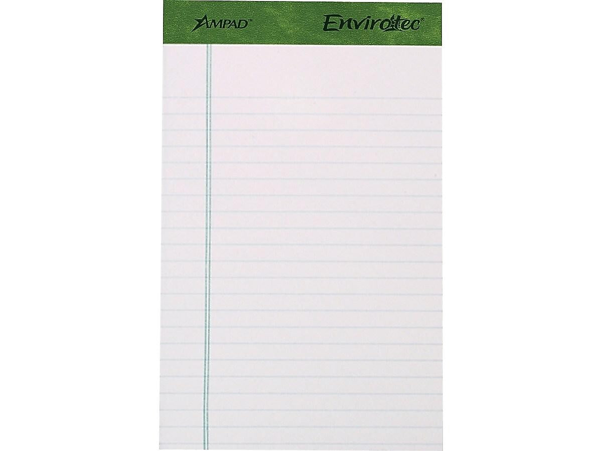 Earthwise by Ampad Notepads, 5" x 8", College Ruled, White, 40 Sheets/Pad, 6 Pads/Pack (40112R)