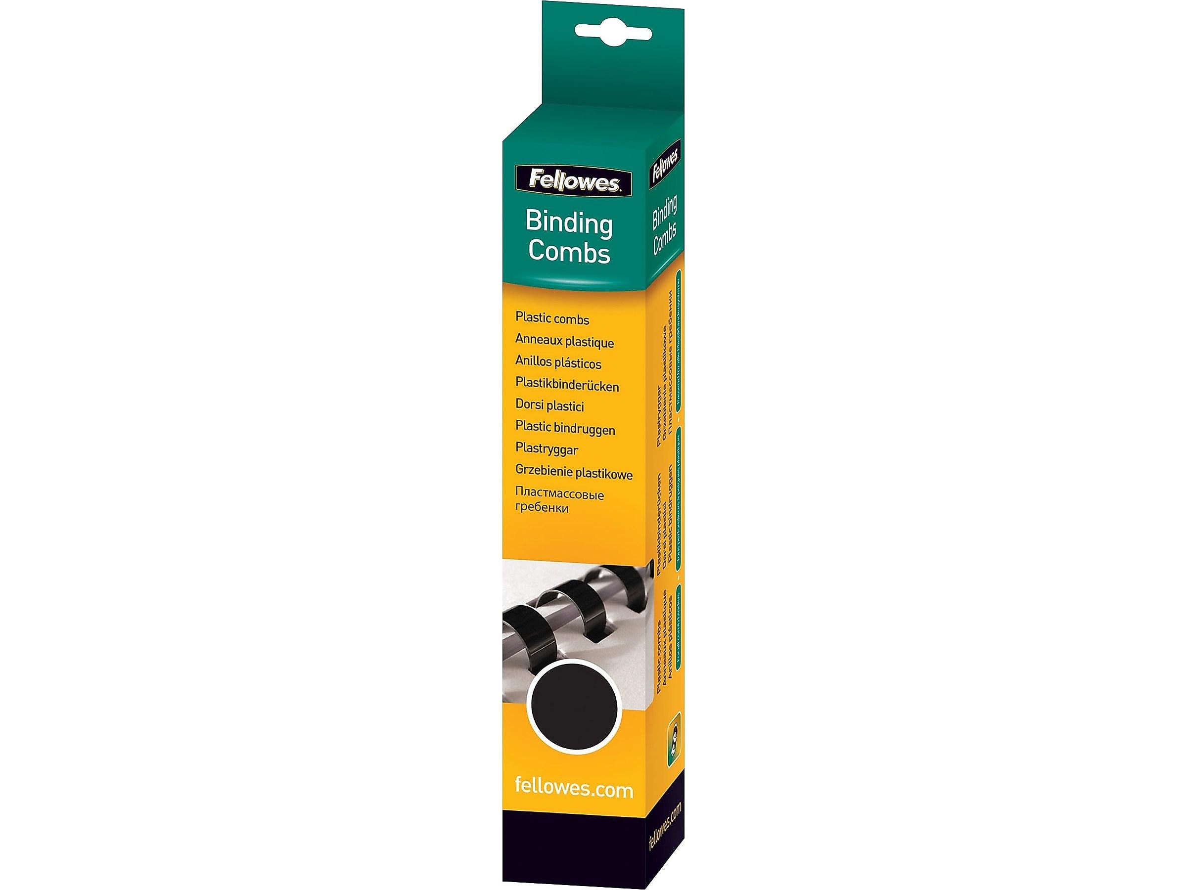 Fellowes 1/2" Plastic Binding Spine Comb, 90 Sheet Capacity, Black, 100/Pack (52326)