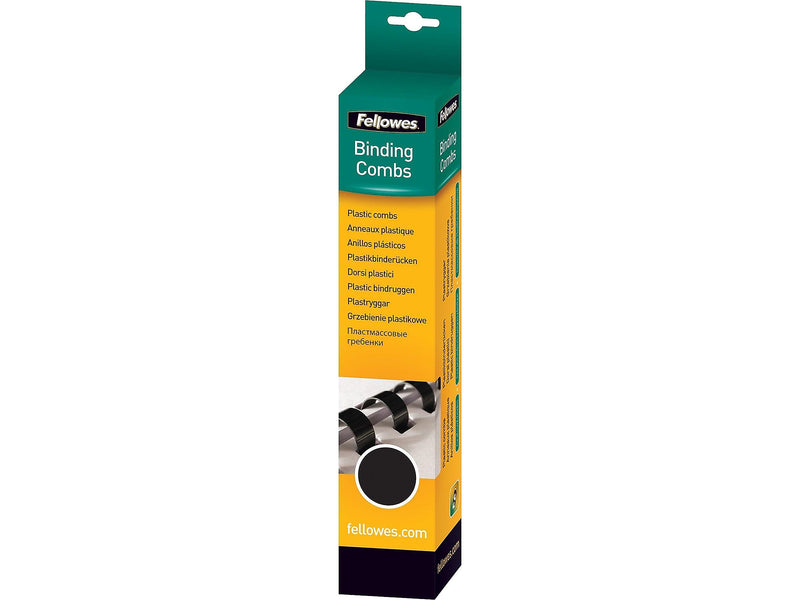 Fellowes 1/2" Plastic Binding Spine Comb, 90 Sheet Capacity, Black, 100/Pack (52326)