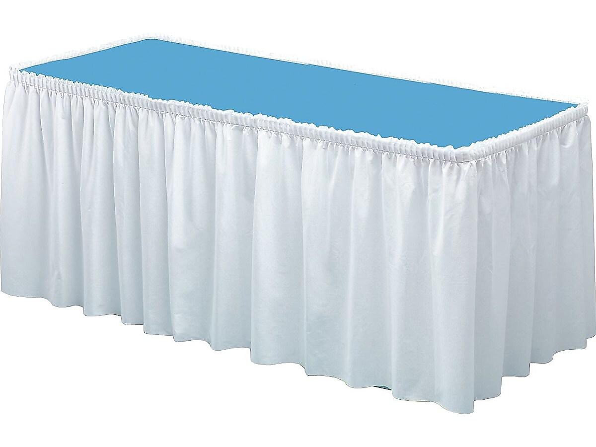 Table Mate Linen Soft 14'W x 29"D Solid Table Skirt White Each (TBL-LS2914-WH)